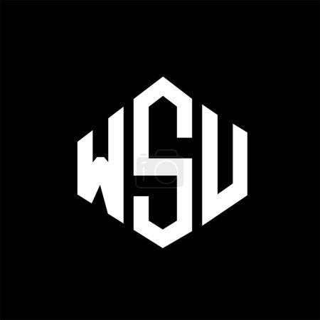 Illustration for WSU letter logo design with polygon shape. WSU polygon and cube shape logo design. WSU hexagon vector logo template white and black colors. WSU monogram, business and real estate logo. - Royalty Free Image