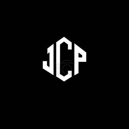 Illustration for JCP letter logo design with polygon shape. JCP polygon and cube shape logo design. JCP hexagon vector logo template white and black colors. JCP monogram, business and real estate logo. - Royalty Free Image