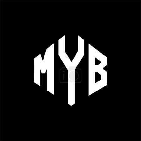 Ilustración de MYB letter logo design with polygon shape. MYB polygon and cube shape logo design. MYB hexagon vector logo template white and black colors. MYB monogram, business and real estate logo. - Imagen libre de derechos