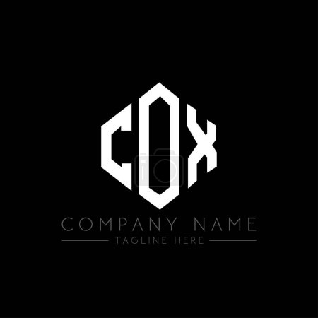 Illustration for COX letter logo design with polygon shape. COX polygon and cube shape logo design. COX hexagon vector logo template white and black colors. COX monogram, business and real estate logo. - Royalty Free Image