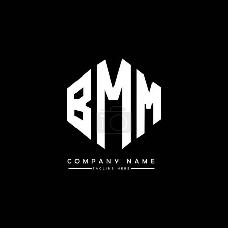 Illustration for BMM letter logo design with polygon shape. BMM polygon and cube shape logo design. BMM hexagon vector logo template white and black colors. BMM monogram, business and real estate logo. - Royalty Free Image