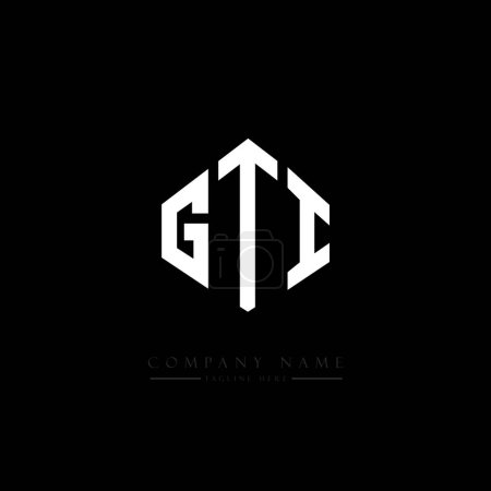 Illustration for GTI letter logo design with polygon shape. GTI polygon and cube shape logo design. GTI hexagon vector logo template white and black colors. GTI monogram, business and real estate logo. - Royalty Free Image