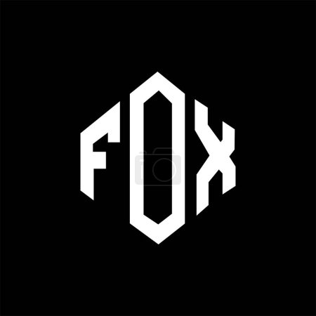 Ilustración de Diseño del logotipo de la letra FOX con forma de polígono. Diseño de logotipo en forma de polígono y cubo FOX. FOX hexágono vector logotipo plantilla blanco y negro colores. FOX monograma, negocio y logotipo de bienes raíces. - Imagen libre de derechos