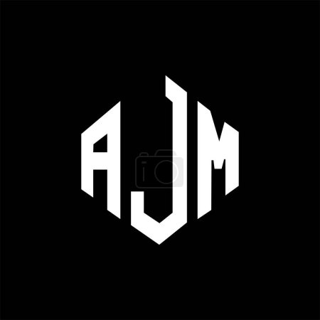 Illustration for AJM letter logo design with polygon shape. AJM polygon and cube shape logo design. AJM hexagon vector logo template white and black colors. AJM monogram, business and real estate logo. - Royalty Free Image