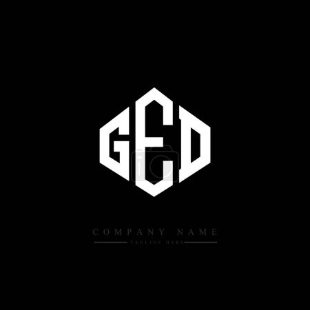 Illustration for GED letter logo design with polygon shape. GED polygon and cube shape logo design. GED hexagon vector logo template white and black colors. GED monogram, business and real estate logo. - Royalty Free Image