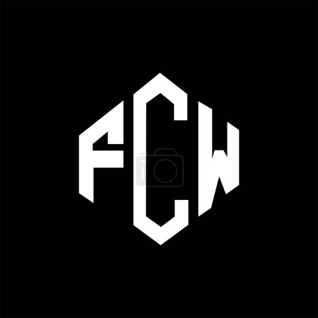 Illustration for FCW letter logo design with polygon shape. FCW polygon and cube shape logo design. FCW hexagon vector logo template white and black colors. FCW monogram, business and real estate logo. - Royalty Free Image