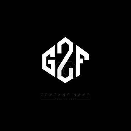 Illustration for GZF letter logo design with polygon shape. GZF polygon and cube shape logo design. GZF hexagon vector logo template white and black colors. GZF monogram, business and real estate logo. - Royalty Free Image