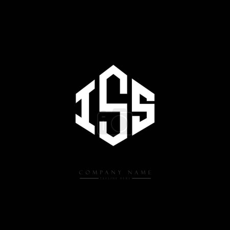 Illustration for ISS letter logo design with polygon shape. ISS polygon and cube shape logo design. ISS hexagon vector logo template white and black colors. ISS monogram, business and real estate logo. - Royalty Free Image