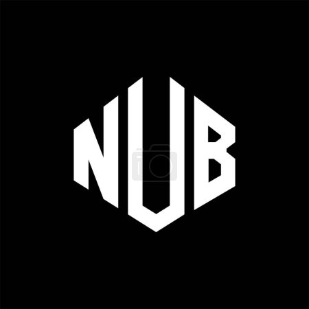 Illustration for NUB letter logo design with polygon shape. NUB polygon and cube shape logo design. NUB hexagon vector logo template white and black colors. NUB monogram, business and real estate logo. - Royalty Free Image