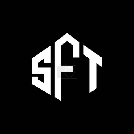 Téléchargez les illustrations : SFT lettre logo design avec forme de polygone. Polygone SFT et conception de logo en forme de cube. Modèle de logo vectoriel hexagonal SFT couleurs blanches et noires. Monogramme SFT, logo commercial et immobilier. - en licence libre de droit