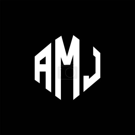 Illustration for AMJ letter logo design with polygon shape. AMJ polygon and cube shape logo design. AMJ hexagon vector logo template white and black colors. AMJ monogram, business and real estate logo. - Royalty Free Image