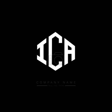 Illustration for ICA letter logo design with polygon shape. ICA polygon and cube shape logo design. ICA hexagon vector logo template white and black colors. ICA monogram, business and real estate logo. - Royalty Free Image