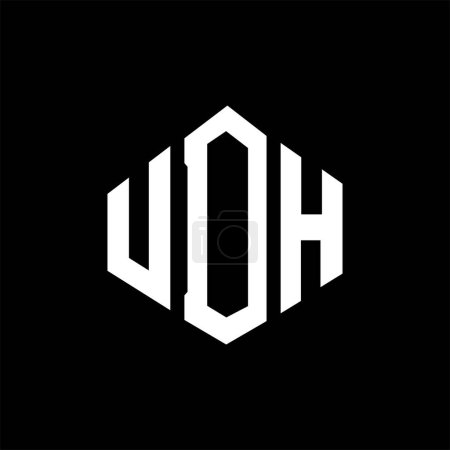 Illustration for UDH letter logo design with polygon shape. UDH polygon and cube shape logo design. UDH hexagon vector logo template white and black colors. UDH monogram, business and real estate logo. - Royalty Free Image