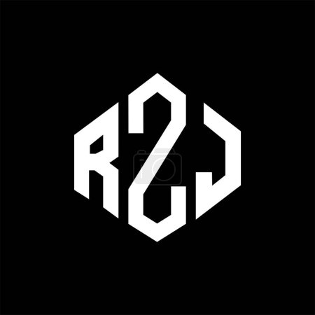 Illustration for RZJ letter logo design with polygon shape. RZJ polygon and cube shape logo design. RZJ hexagon vector logo template white and black colors. RZJ monogram, business and real estate logo. - Royalty Free Image