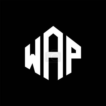 Illustration for WAP letter logo design with polygon shape. WAP polygon and cube shape logo design. WAP hexagon vector logo template white and black colors. WAP monogram, business and real estate logo. - Royalty Free Image