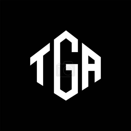 Illustration for TGA letter logo design with polygon shape. TGA polygon and cube shape logo design. TGA hexagon vector logo template white and black colors. TGA monogram, business and real estate logo. - Royalty Free Image
