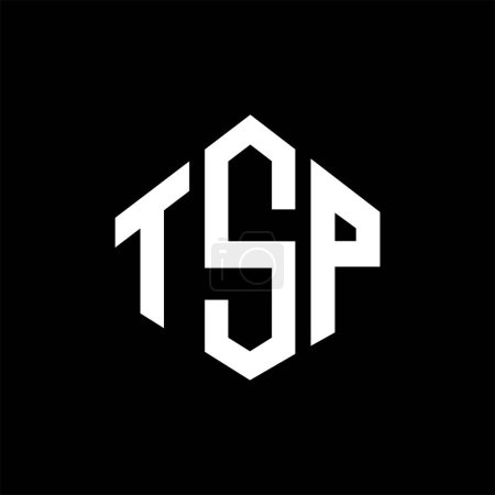 Illustration for TSP letter logo design with polygon shape. TSP polygon and cube shape logo design. TSP hexagon vector logo template white and black colors. TSP monogram, business and real estate logo. - Royalty Free Image