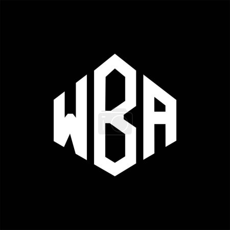Illustration for WBA letter logo design with polygon shape. WBA polygon and cube shape logo design. WBA hexagon vector logo template white and black colors. WBA monogram, business and real estate logo. - Royalty Free Image