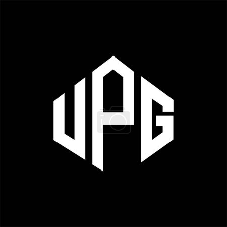 Ilustración de UPG letter logo design with polygon shape. UPG polygon and cube shape logo design. UPG hexagon vector logo template white and black colors. UPG monogram, business and real estate logo. - Imagen libre de derechos