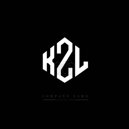 Illustration for KZL letter logo design with polygon shape. KZL polygon and cube shape logo design. KZL hexagon vector logo template white and black colors. KZL monogram, business and real estate logo. - Royalty Free Image