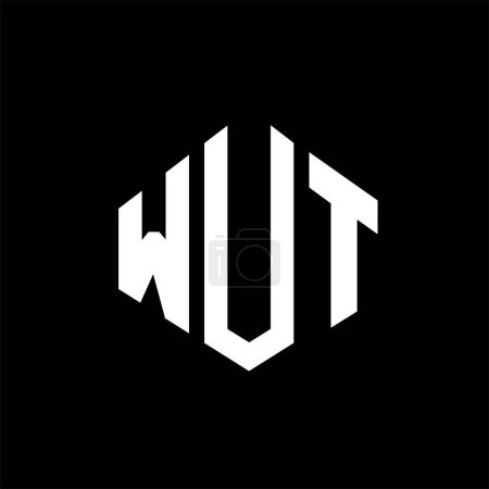 Illustration for WUT letter logo design with polygon shape. WUT polygon and cube shape logo design. WUT hexagon vector logo template white and black colors. WUT monogram, business and real estate logo. - Royalty Free Image