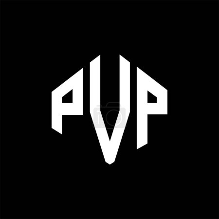 Illustration for PVP letter logo design with polygon shape. PVP polygon and cube shape logo design. PVP hexagon vector logo template white and black colors. PVP monogram, business and real estate logo. - Royalty Free Image