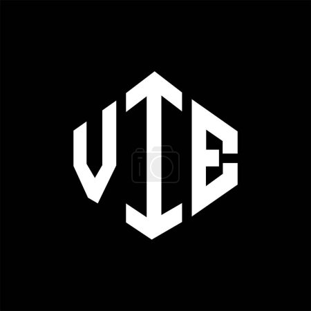Illustration for VIE letter logo design with polygon shape. VIE polygon and cube shape logo design. VIE hexagon vector logo template white and black colors. VIE monogram, business and real estate logo. - Royalty Free Image