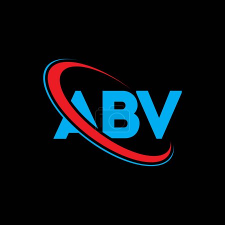 Ilustración de Logotipo ABV. Carta ABV. Diseño del logotipo de la letra ABV. Logo de Intials ABV vinculado con el logotipo del círculo y del monograma en mayúsculas. Tipografía ABV para marca tecnológica, empresarial e inmobiliaria. - Imagen libre de derechos