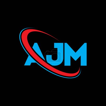 Illustration for AJM logo. AJM letter. AJM letter logo design. Initials AJM logo linked with circle and uppercase monogram logo. AJM typography for technology, business and real estate brand. - Royalty Free Image