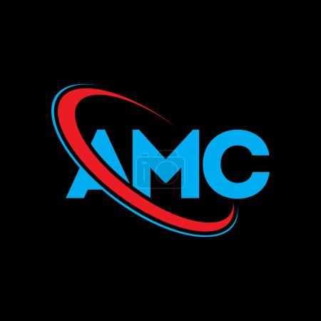 Ilustración de AMC logo. AMC letter. AMC letter logo design. Initials AMC logo linked with circle and uppercase monogram logo. AMC typography for technology, business and real estate brand. - Imagen libre de derechos