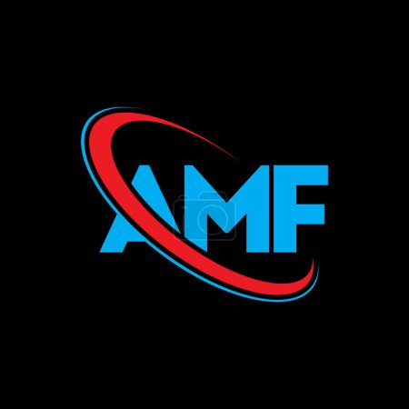 Ilustración de AMF logo. AMF letter. AMF letter logo design. Initials AMF logo linked with circle and uppercase monogram logo. AMF typography for technology, business and real estate brand. - Imagen libre de derechos