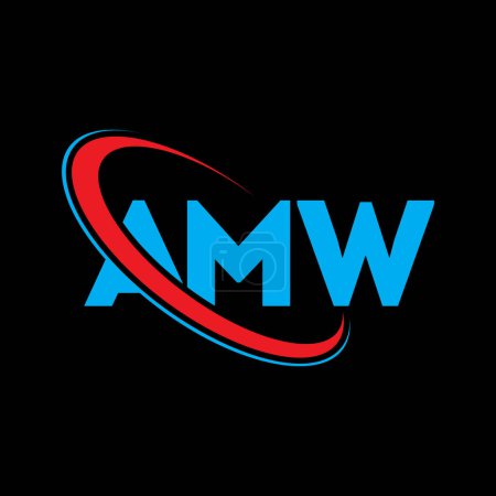 Ilustración de Logotipo AMW. Carta AMW. Diseño del logotipo de la letra AMW. Logo inicial de AMW vinculado con el logotipo del círculo y del monograma en mayúsculas. Tipografía AMW para marca tecnológica, empresarial e inmobiliaria. - Imagen libre de derechos