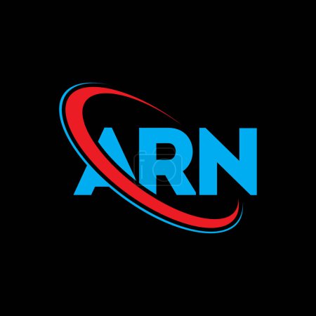 Illustration for ARN logo. ARN letter. ARN letter logo design. Initials ARN logo linked with circle and uppercase monogram logo. ARN typography for technology, business and real estate brand. - Royalty Free Image