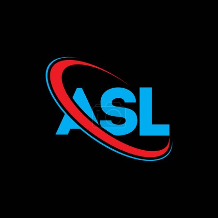 Illustration for ASL logo. ASL letter. ASL letter logo design. Initials ASL logo linked with circle and uppercase monogram logo. ASL typography for technology, business and real estate brand. - Royalty Free Image