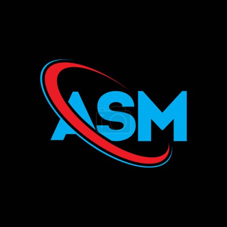 Téléchargez les illustrations : ASM logo. ASM letter. ASM letter logo design. Initials ASM logo linked with circle and uppercase monogram logo. ASM typography for technology, business and real estate brand. - en licence libre de droit