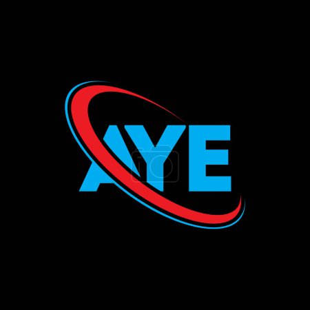 Ilustración de Logo de AYE. Carta AYE. Diseño del logotipo de la letra AYE. Inicial logo AYE vinculado con círculo y logo monograma en mayúsculas. Tipografía AYE para marca tecnológica, empresarial e inmobiliaria. - Imagen libre de derechos
