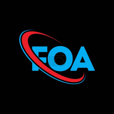 Illustration for FOA logo. FOA letter. FOA letter logo design. Initials FOA logo linked with circle and uppercase monogram logo. FOA typography for technology, business and real estate brand. - Royalty Free Image