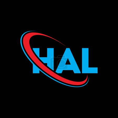 Ilustración de Logo de HAL. Carta HAL. Diseño del logotipo de la letra HAL. Logotipo inicial de HAL vinculado con el círculo y el logotipo del monograma en mayúsculas. Tipografía HAL para marca tecnológica, empresarial e inmobiliaria. - Imagen libre de derechos