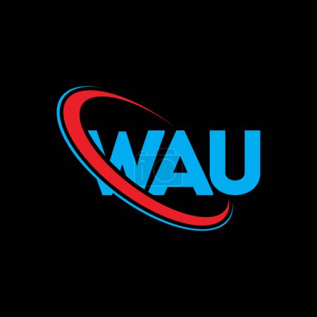 Téléchargez les illustrations : Logo WAU. Lettre de WAU. WAU lettre logo design. Initiales logo WAU lié à cercle et logo monogramme majuscule. Typographie WAU pour la marque technologique, commerciale et immobilière. - en licence libre de droit