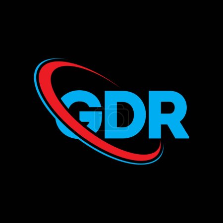 Illustration for GDR logo. GDR letter. GDR letter logo design. Initials GDR logo linked with circle and uppercase monogram logo. GDR typography for technology, business and real estate brand. - Royalty Free Image