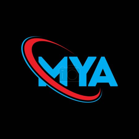 Téléchargez les illustrations : Logo MYA. Lettre de MYA. MYA lettre logo design. Initiales logo MYA lié au logo monogramme cercle et majuscule. Typographie MYA pour la marque de technologie, d'affaires et d'immobilier. - en licence libre de droit