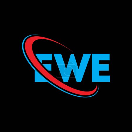 Ilustración de Logo de EWE. Carta de EWE. Diseño del logotipo de la carta EWE. Inicial logotipo de EWE vinculado con el círculo y el logotipo del monograma en mayúsculas. Tipografía EWE para marca tecnológica, empresarial e inmobiliaria. - Imagen libre de derechos