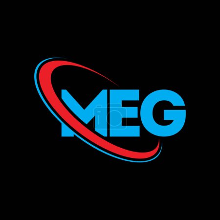 Illustration for MEG logo. MEG letter. MEG letter logo design. Initials MEG logo linked with circle and uppercase monogram logo. MEG typography for technology, business and real estate brand. - Royalty Free Image