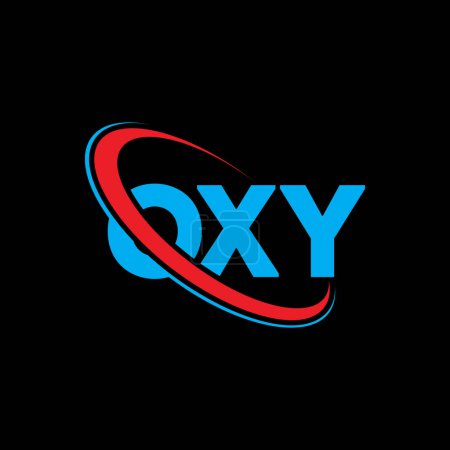 Ilustración de Logotipo OXY. Carta OXY. Diseño del logotipo de la letra OXY. Logo inicial de OXY vinculado con el logotipo del círculo y del monograma en mayúsculas. Tipografía OXY para marca tecnológica, empresarial e inmobiliaria. - Imagen libre de derechos