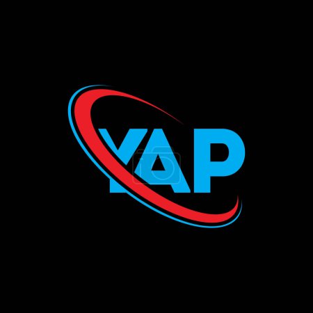 Ilustración de Logotipo YAP. Carta de YAP. Diseño del logotipo de la letra YAP. Inicial logotipo YAP vinculado con el círculo y el logotipo del monograma en mayúsculas. Tipografía YAP para marca tecnológica, empresarial e inmobiliaria. - Imagen libre de derechos