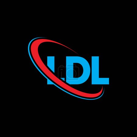 Ilustración de Logotipo LDL. Carta LDL. Diseño del logotipo de la letra LDL. Inicial Logotipo LDL vinculado con círculo y logo monograma en mayúsculas. Tipografía LDL para marca tecnológica, comercial e inmobiliaria. - Imagen libre de derechos