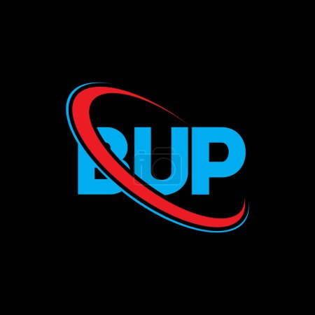 Ilustración de Logo BUP. Carta BUP. Diseño del logotipo de la letra BUP. Logo BUP inicial vinculado con el logotipo del círculo y del monograma en mayúsculas. Tipografía BUP para marca tecnológica, empresarial e inmobiliaria. - Imagen libre de derechos
