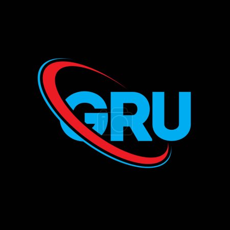 Illustration for GRU logo. GRU letter. GRU letter logo design. Initials GRU logo linked with circle and uppercase monogram logo. GRU typography for technology, business and real estate brand. - Royalty Free Image