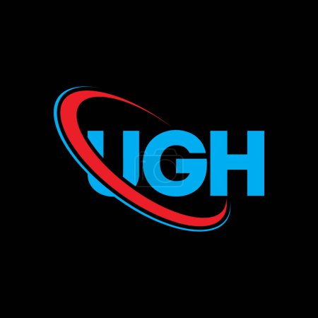 Illustration for UGH logo. UGH letter. UGH letter logo design. Initials UGH logo linked with circle and uppercase monogram logo. UGH typography for technology, business and real estate brand. - Royalty Free Image