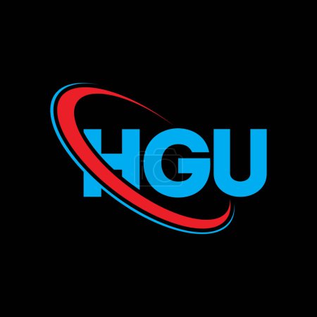 Ilustración de Logo de HGU. Carta de la HGU. Diseño del logotipo de la letra HGU. Logotipo inicial de HGU vinculado con el círculo y el logotipo del monograma en mayúsculas. Tipografía HGU para marca tecnológica, empresarial e inmobiliaria. - Imagen libre de derechos